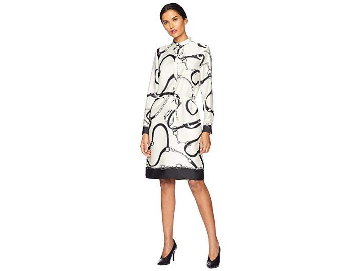 Lauren Ralph Lauren Print Twill Shirtdress (black/cream) Women's Dress