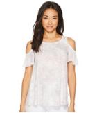 Mod-o-doc Tie-dye Rayon Spandex Slub Jersey Flounce Cold Shoulder Top (steel) Women's Clothing