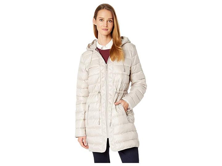 Kenneth Cole New York Hooded Packable Anorak W/ Contrasted Color Lining (frost) Women's Coat