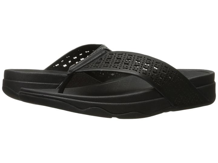 Fitflop Surfatm Floral Lattice Toe Post (black) Women's Sandals