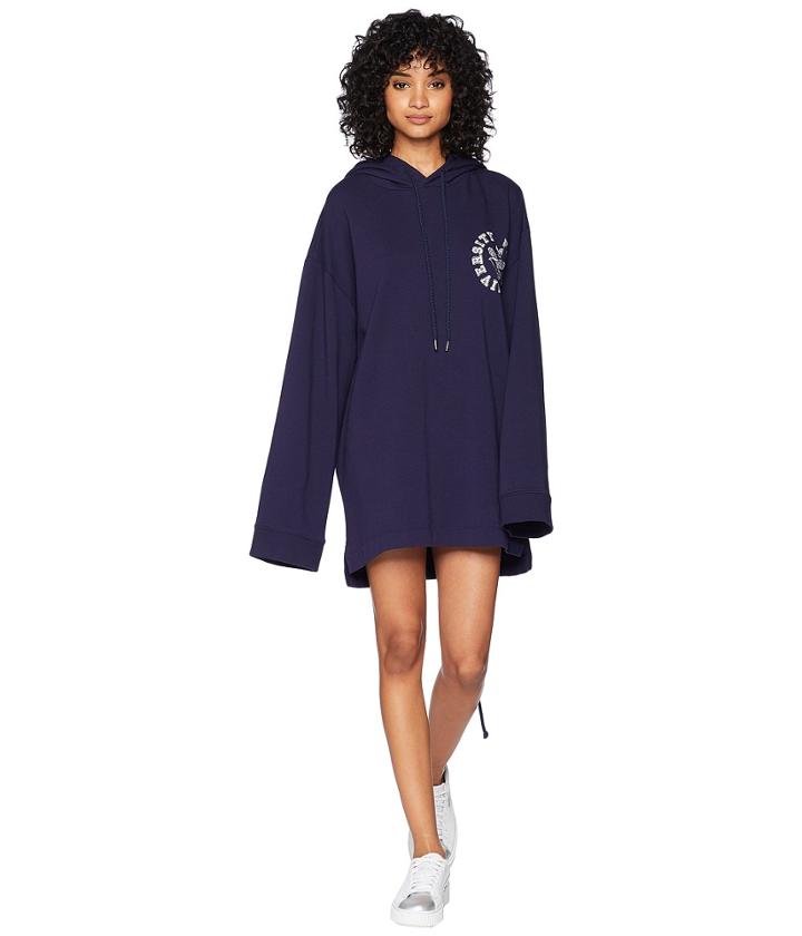 Puma Long Sleeve Back Lacing Hoodie (evening Blue) Women's Sweatshirt