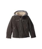 Urban Republic Kids Alexander Pu Suede Moto Jacket Sherpa Lined Fleece Hood (little Kids/big Kids) (charcoal) Boy's Coat