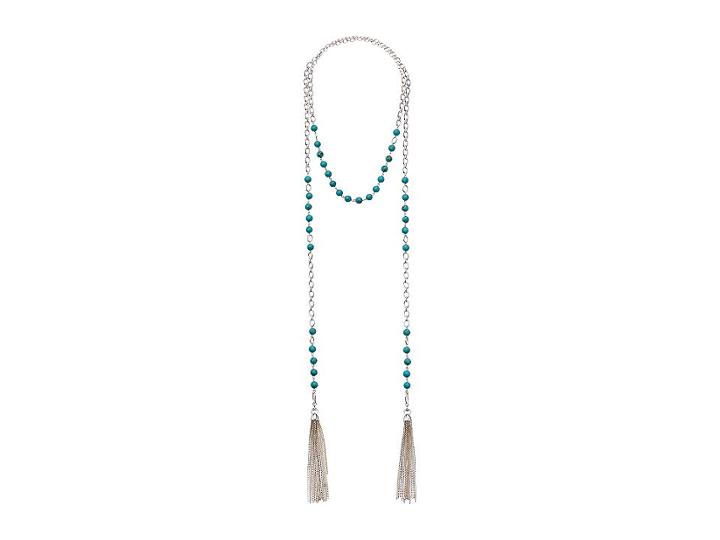 Lauren Ralph Lauren Turquoise 54 Tassel Necklace (silver/turquoise) Necklace