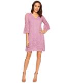 Taylor V-neck Lace Shift Dress W/ Bell Sleeves (orchid) Women's Dress