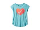 Nike Kids Spray Heart Dri-fit Modern Tee (little Kids) (bleached Aqua) Girl's T Shirt