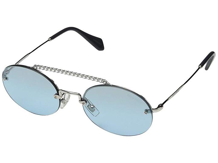 Miu Miu 0mu 60ts (silver/azure Gradient Mirror/black) Fashion Sunglasses