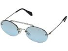Miu Miu 0mu 60ts (silver/azure Gradient Mirror/black) Fashion Sunglasses
