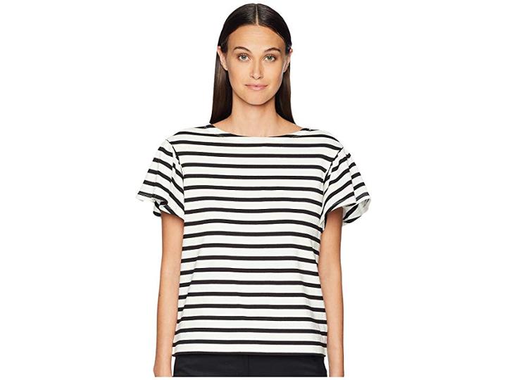 Kate Spade New York Stripe Drop Shoulder Tee (off-white/black) Women's T Shirt
