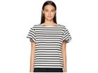 Kate Spade New York Stripe Drop Shoulder Tee (off-white/black) Women's T Shirt