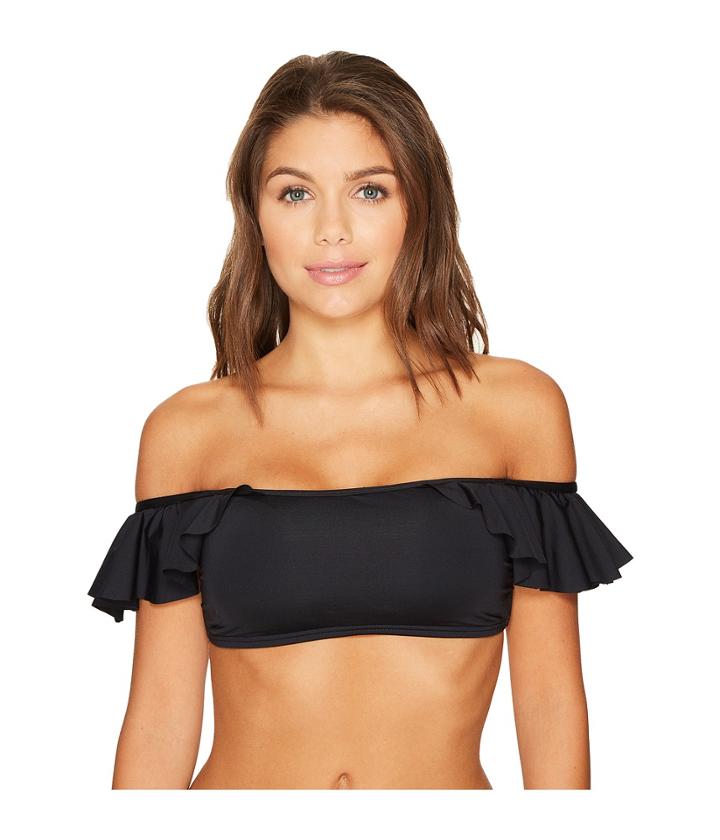 Vince Camuto Ruffle Bandeau Bikini Top (black) Women's Swimwear