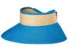 San Diego Hat Company Rbv001os Ribbon Visor W/ Adjustable Raffia Bow Closure (blue) Caps
