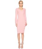 Boutique Moschino Long Sleeve Knit Bodycon Dress (pink) Women's Dress