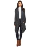 Mod-o-doc Chenille Sweater Knit Draped Cardigan Sweater (grey) Women's Sweater