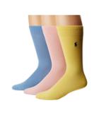 Polo Ralph Lauren Supersoft Flat Knit 3-pack Socks (pink) Men's Crew Cut Socks Shoes