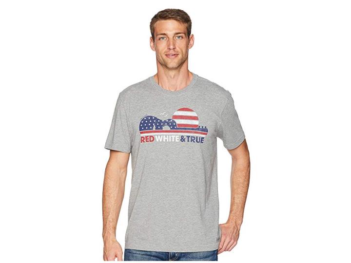 Life Is Good Red White True Crusher Tee (heather Gray) Men's T Shirt