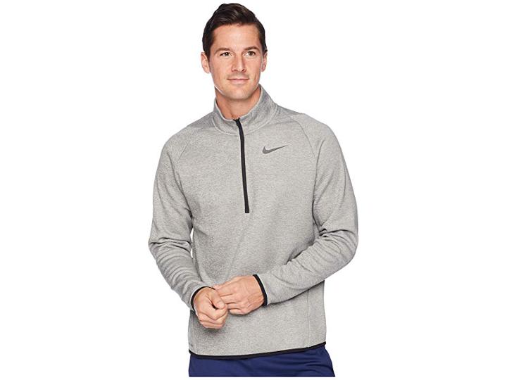 Nike Thermal Top Long Sleeve 1/4 Zip (dark Grey Heather/black) Men's Clothing