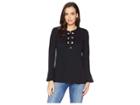Michael Michael Kors Grommet Lace-up Bell Sleeve (black) Women's Clothing