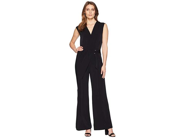 Michael Michael Kors Wrap Front Jumpsuit (black) Women's Jumpsuit & Rompers One Piece