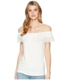 Chaps Lace-trim Off-the-shoulder Top (pearl) Women's Clothing