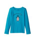 Life Is Good Kids Ice Daisy Penguin Long Sleeve Crusher Tee (little Kids/big Kids) (cool Turquoise) Girl's T Shirt