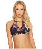 Splendid Electric Bloom Reversible High Neck Bikini Top (multi) Women's Swimwear