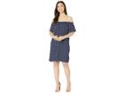 Bobeau Off-the-shoulder Knit Dress (navy Polka Dot) Women's Dress