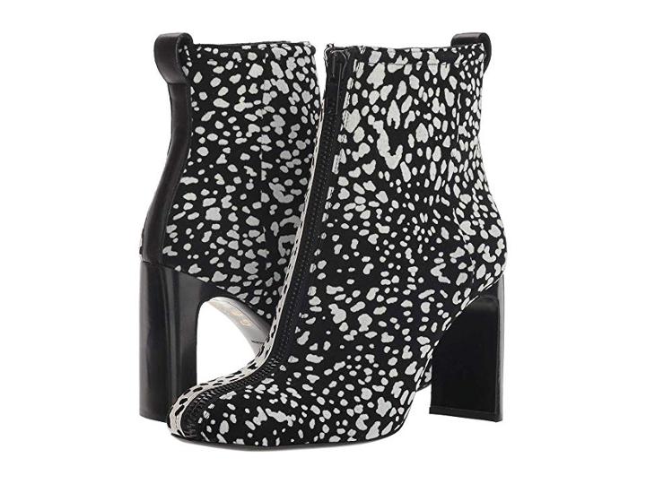 Rag & Bone Ellis Zip Boot (black/white Cheetah) Women's Sandals