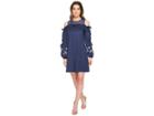 Cece Balloon Sleeve Ruffled Cotton Shirting Dress (indigo Sky) Women's Dress