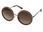 Guess Gf6059 (milky Crystal Rosette With Rose Gold/brown Gradient Lens) Fashion Sunglasses