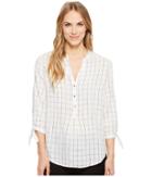 Ivanka Trump Woven Grid Printtie Sleeve Pullover (ivory/black) Women's Clothing