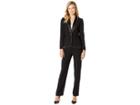 Tahari By Asl Shawl Collar One-button Pearl Trimmed Besom Pocket Pants Suit (black) Women's Suits Sets