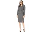 Tahari By Asl Double Brested Skirt Suit With Flap Pocket (black/white) Women's Suits Sets