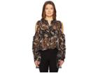 The Kooples Birdy-print Top With Asymmetrical Shoulders (black) Women's Blouse