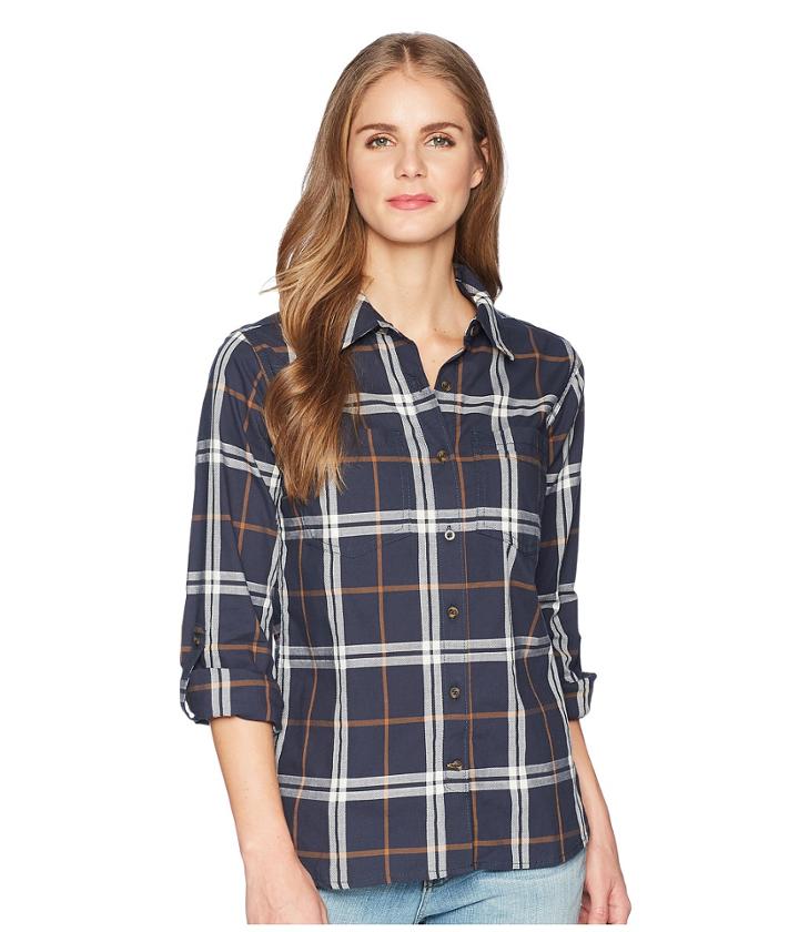 Carhartt Fairview Plaid Shirt (blue Nights) Women's Long Sleeve Button Up