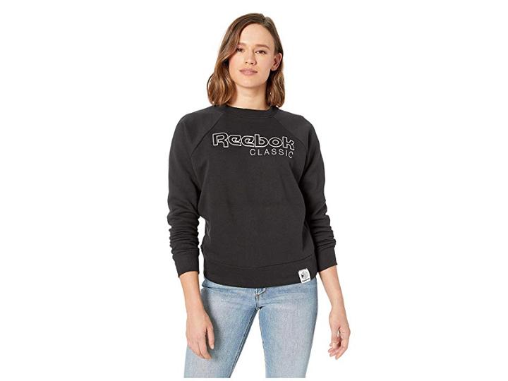 Reebok Activchill Iconic Fleece Crew (black) Women's Clothing