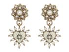 Marchesa Small Heart Drop Earrings (gold/white/grey) Earring
