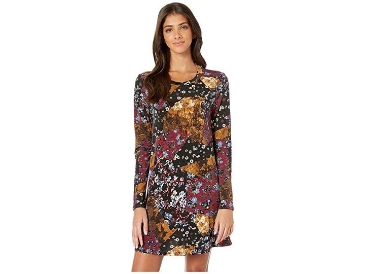 Bcbgeneration A-line Long Sleeve Dress (black Multi Combo) Women's Dress