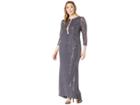 Marina Plus Size 3/4 Sleeve Stretch Sequin Lace Gown With Illusion Center Front (gunmetal) Women's Dress