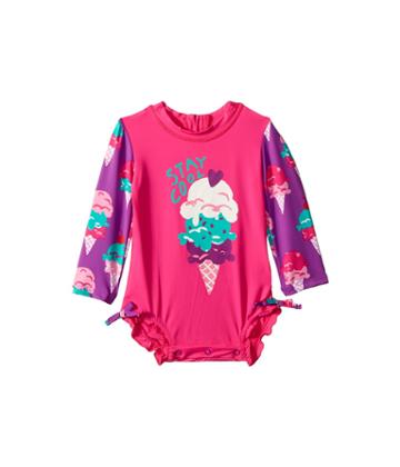 Hatley Kids Ice Cream Treats Mini Rashguard Swimsuit (infant) (pink) Girl's Swimsuits One Piece