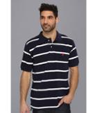 U.s. Polo Assn. Thin Striped Pique Polo With Small Pony (classic Navy) Men's Short Sleeve Pullover