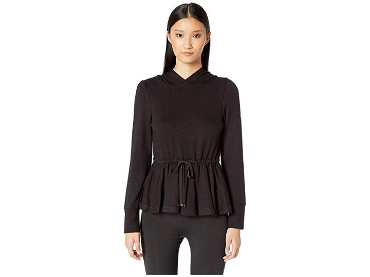 Kate Spade New York Athleisure Dashing Beauty Terry Ruffle Hoodie (black) Women's Sweatshirt