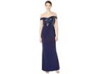 Marina Gown With Sequin Off The Shoulder Top Jersey Skirt (navy) Women's Clothing