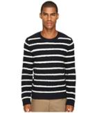 Vince Textured Striped Merino Blend Long Sleeve Crew Neck Sweater (coastal/pearl) Men's Sweater