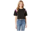 Juicy Couture Nylon And Jersey Contrast Mix Tee (pitch Black) Women's Clothing