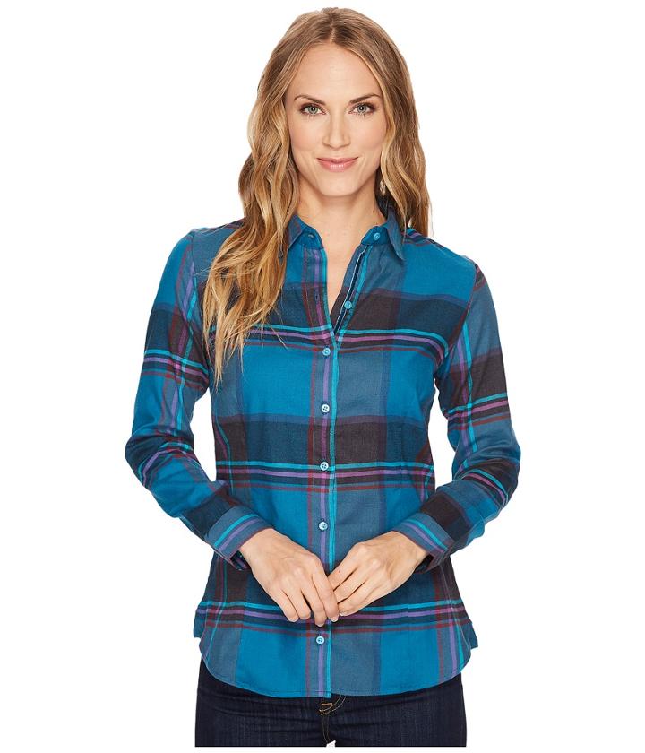 Kuhl Kiana Flannel Shirt (harbor) Women's Long Sleeve Button Up