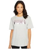 Puma Fusion Bf Tee (light Grey Heather Foil) Women's T Shirt
