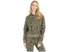 Juicy Couture Floral Print Juicy Logo Pullover W/ Hood (dusty Olive Shadow) Women's Clothing
