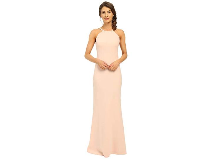 Calvin Klein Halter Neck Back Less Gown Cd6b1850 (petal) Women's Dress