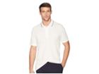 Lacoste Short Sleeve Slim Fit Semi Fancy W/ Rubber Croc (flour/white/navy Blue) Men's Clothing