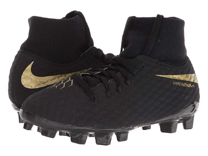 Nike Kids Jr. Hypervenom Phantom 3 Academy Dynamic Fit Fg Soccer (little Kid/big Kid) (black/metallic Vivid Gold) Kids Shoes